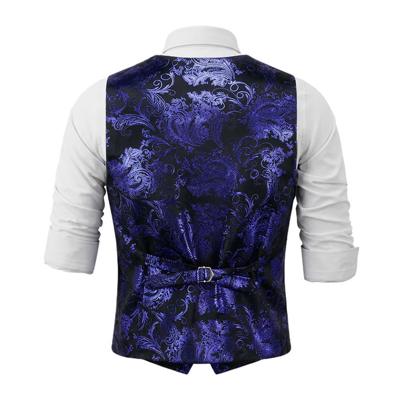 Herrenweste im Retro-Paisley-Jacquard-Muster, schmale Passform - image 12