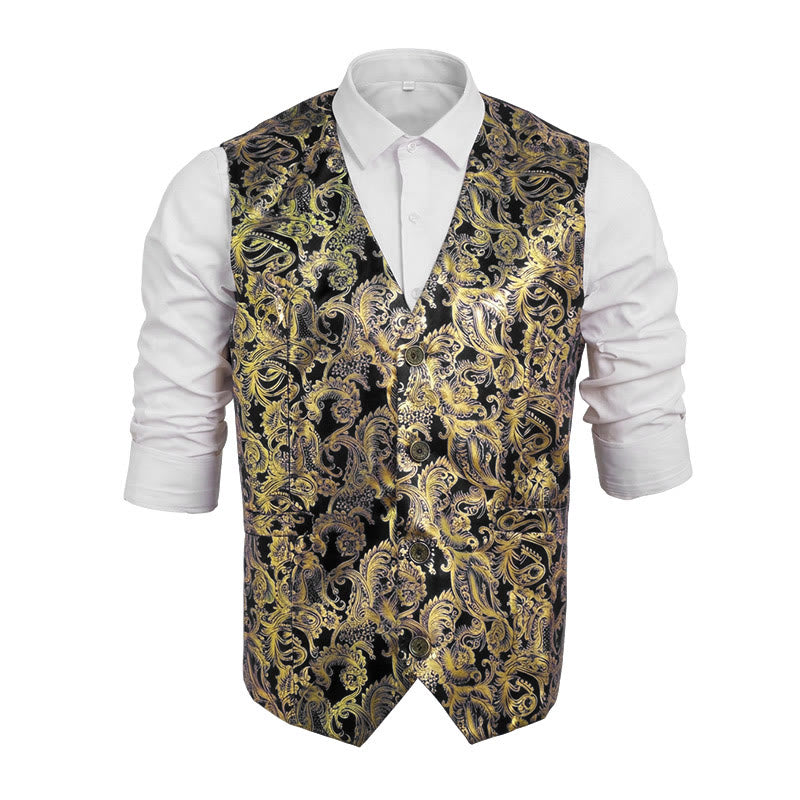 Exquisite Herren-Anzugweste mit Paisley-Heißprägung - Schwarz - 2XL - image 11