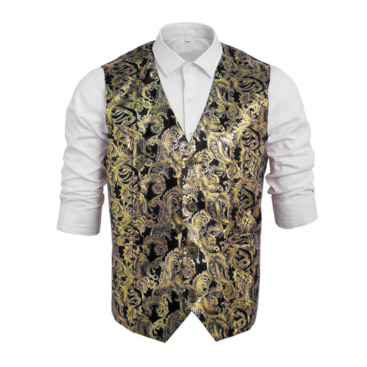 Exquisite Herren-Anzugweste mit Paisley-Heißprägung - Schwarz - 2XL - image 11