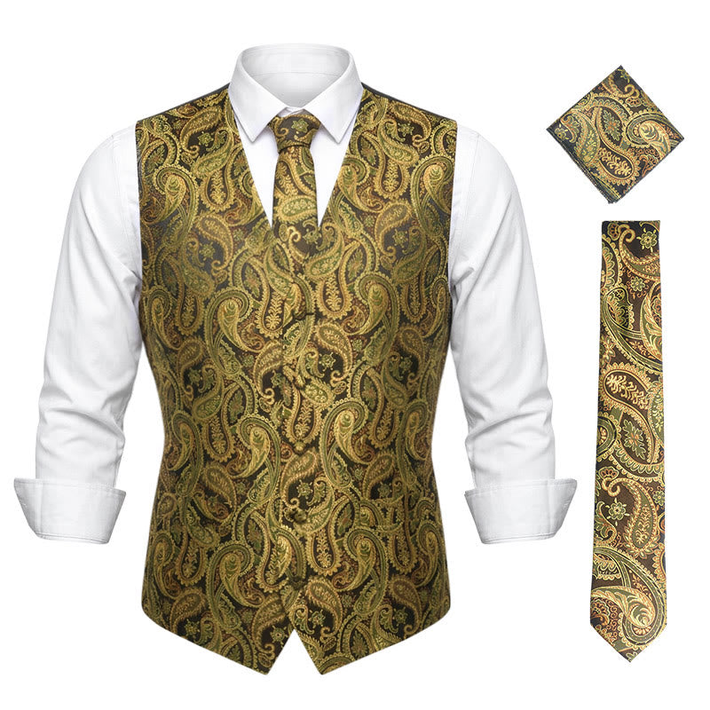 3-teiliges Herren-Westen-Set mit Jacquard-Paisley-Muster - image 0