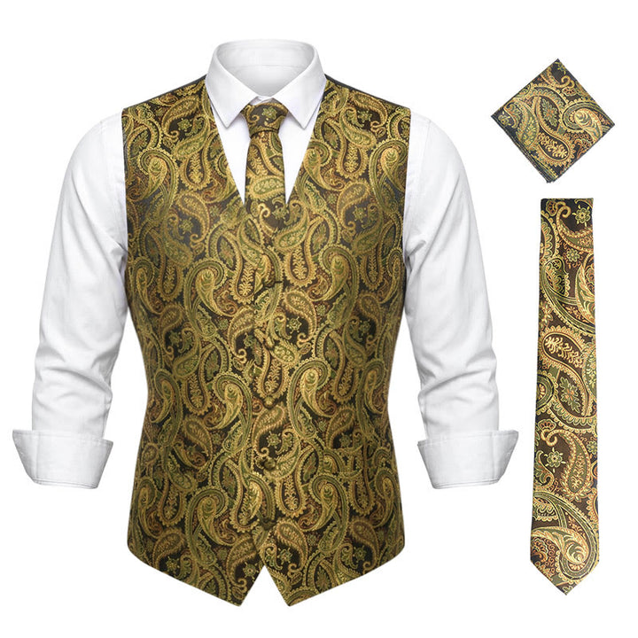 3-teiliges Herren-Westen-Set mit Jacquard-Paisley-Muster - image 0