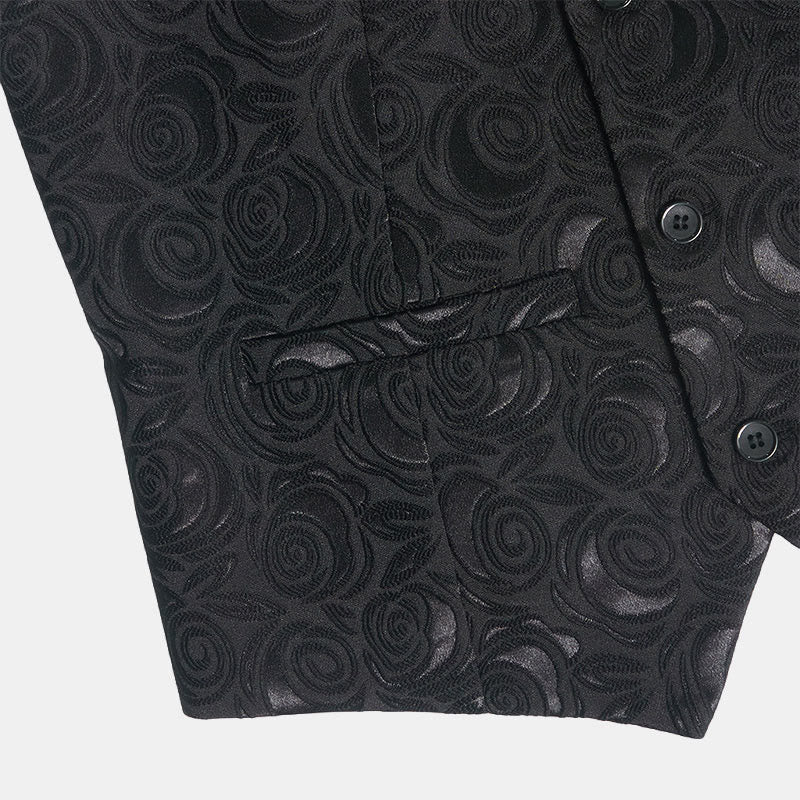 Elegante weiße Herrenweste mit Paisley-Jacquardmuster und drei Taschen - image 13