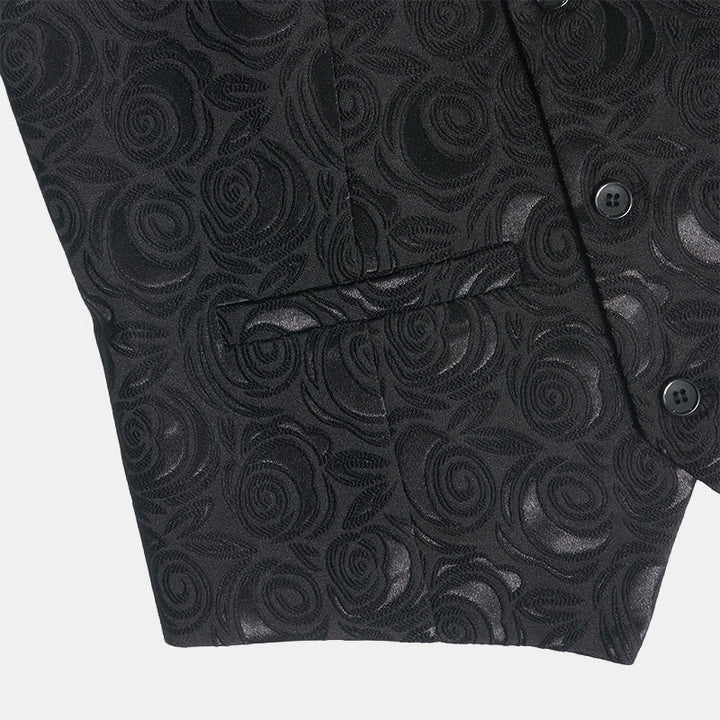 Elegante weiße Herrenweste mit Paisley-Jacquardmuster und drei Taschen - image 13