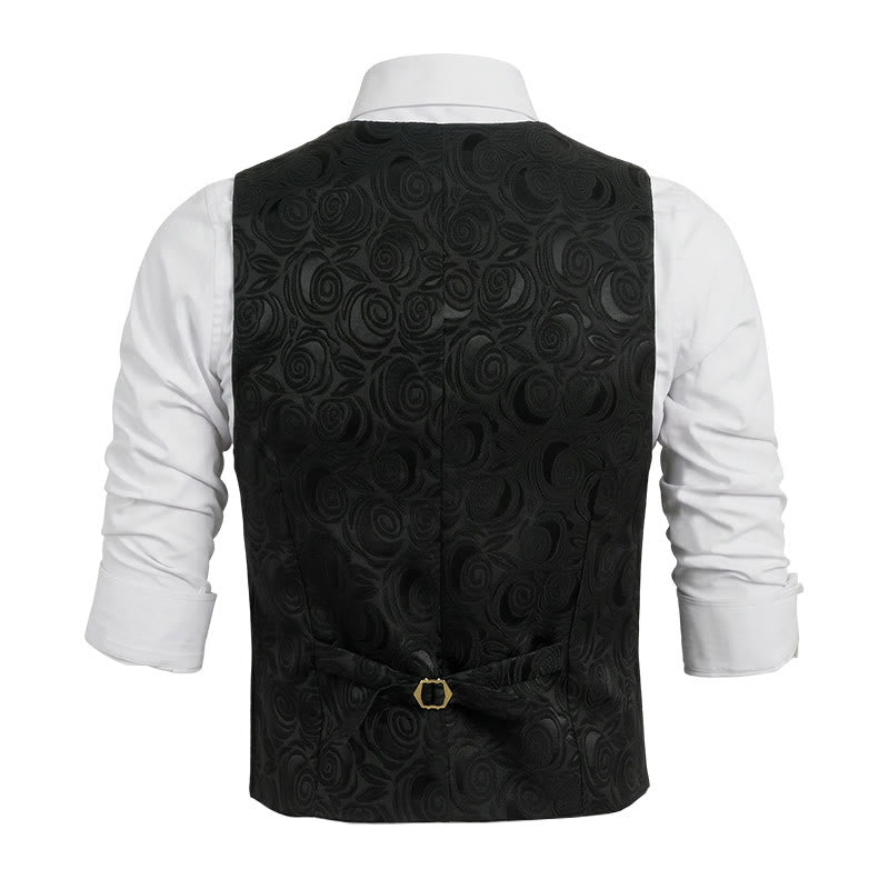 Elegante weiße Herrenweste mit Paisley-Jacquardmuster und drei Taschen - image 11