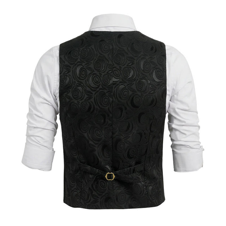 Elegante weiße Herrenweste mit Paisley-Jacquardmuster und drei Taschen - image 11