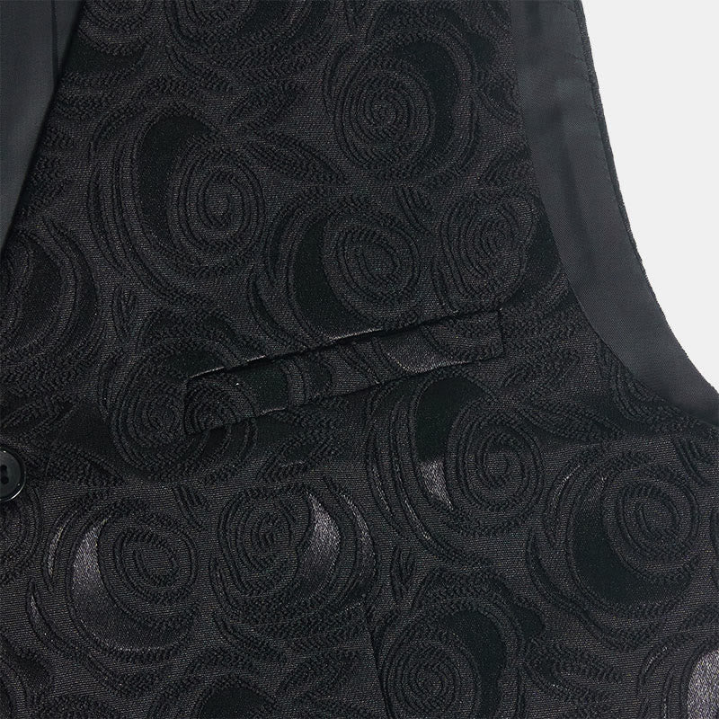 Elegante weiße Herrenweste mit Paisley-Jacquardmuster und drei Taschen - image 14