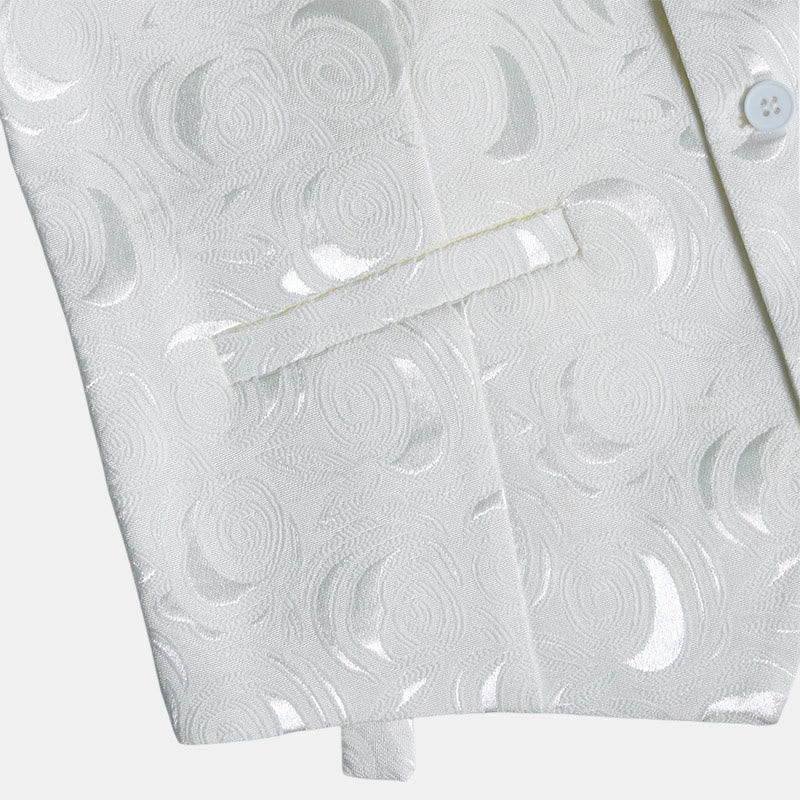 Elegante weiße Herrenweste mit Paisley-Jacquardmuster und drei Taschen - image 7