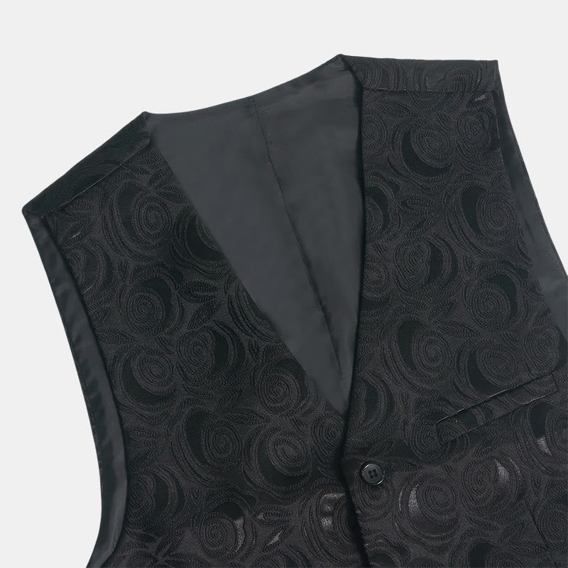 Elegante weiße Herrenweste mit Paisley-Jacquardmuster und drei Taschen - image 12