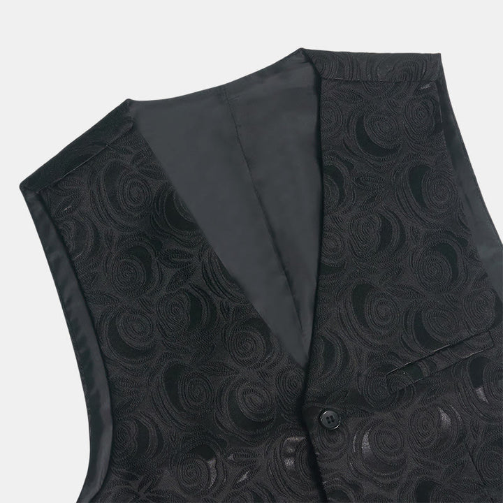Elegante weiße Herrenweste mit Paisley-Jacquardmuster und drei Taschen - image 12