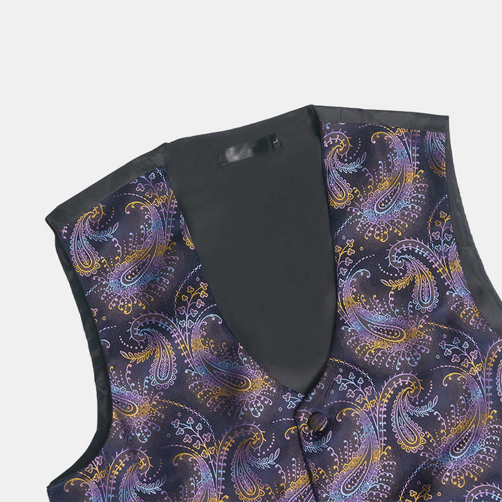 3-teiliges Herren-Anzugwesten-Set im Retro-Paisley-Muster - image 9