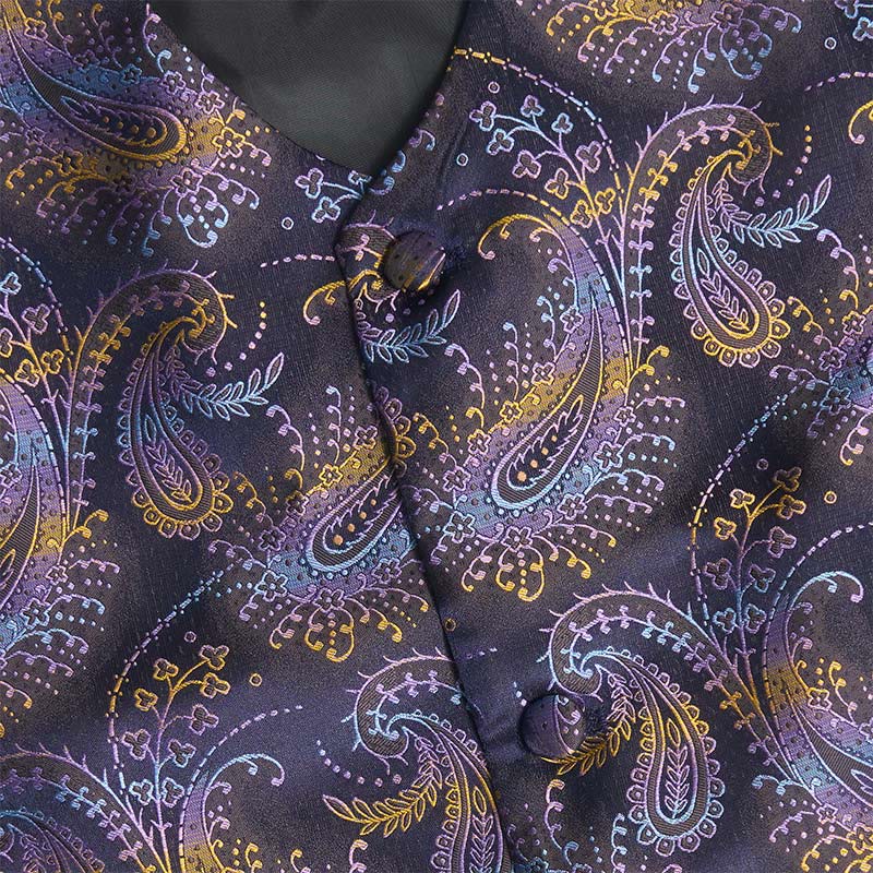 3-teiliges Herren-Anzugwesten-Set im Retro-Paisley-Muster - image 10