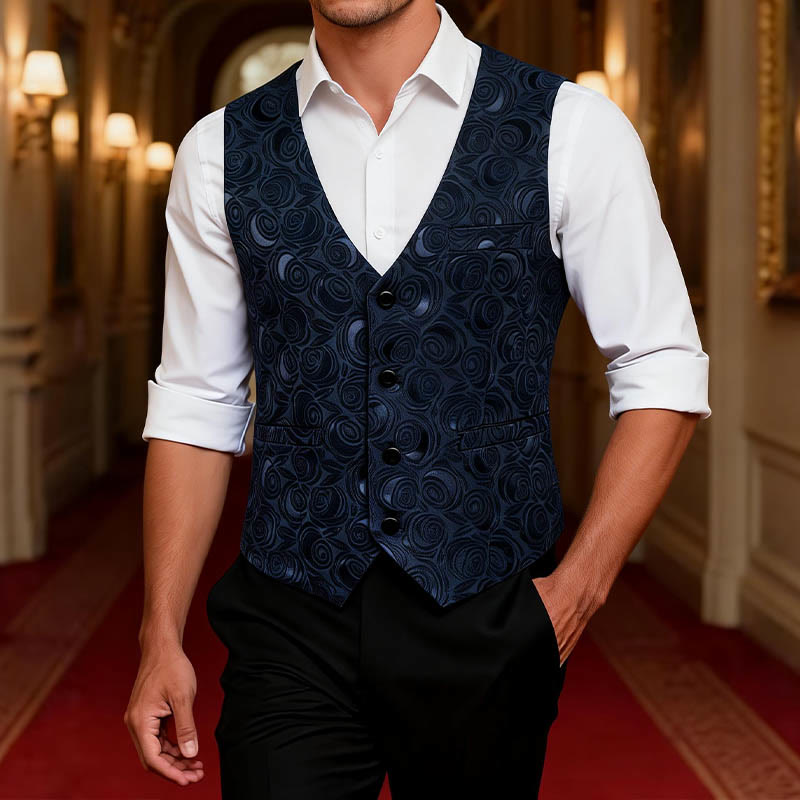 Herren-Anzugweste mit Paisleymuster und drei Taschen - image 1