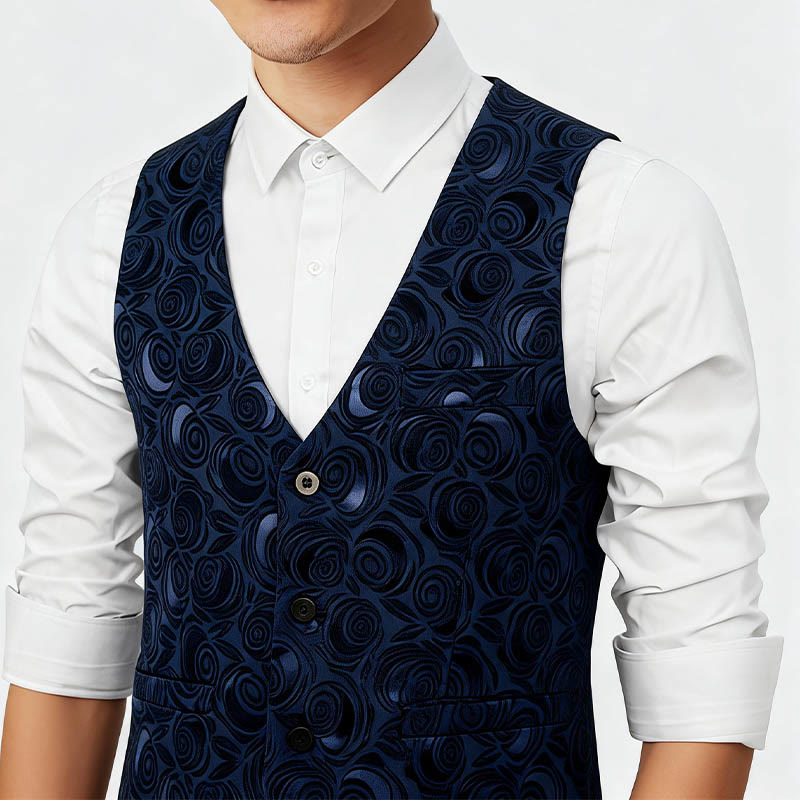 Herren-Anzugweste mit Paisleymuster und drei Taschen - image 3