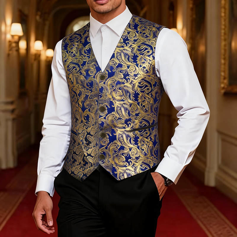 Exquisite Herren-Anzugweste mit Paisley-Heißprägung - image 1