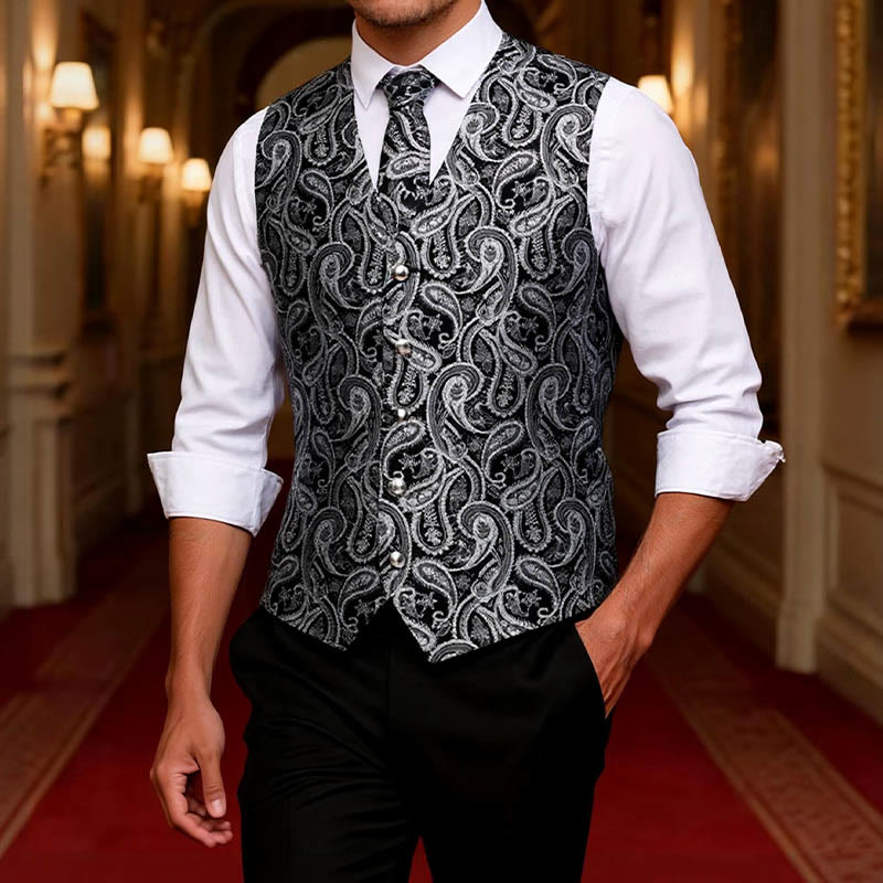 3-teiliges Herren-Westen-Set mit Jacquard-Paisley-Muster - image 1