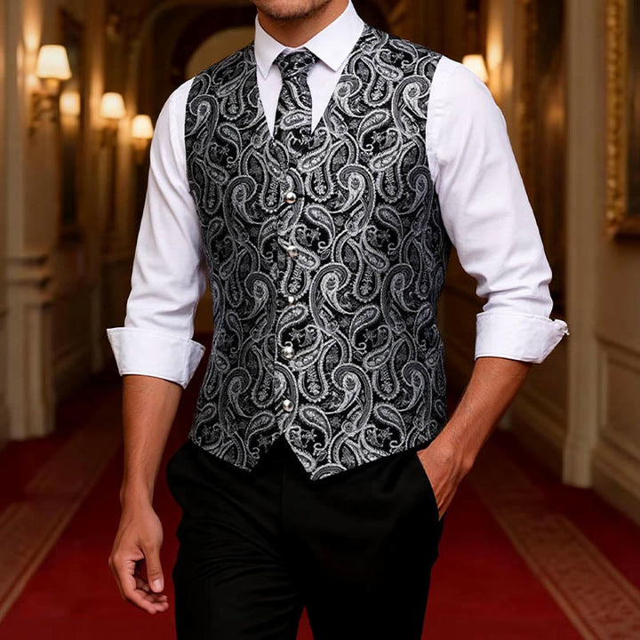 3-teiliges Herren-Westen-Set mit Jacquard-Paisley-Muster - image 1