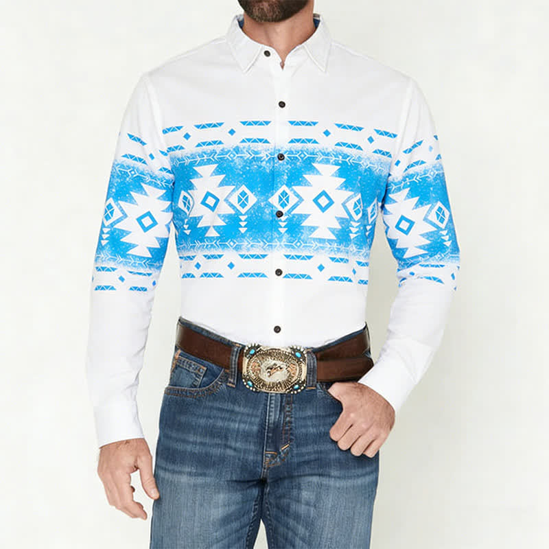 Herren-Westernhemd mit geometrischem Aztekenmuster im Südweststil - image 1