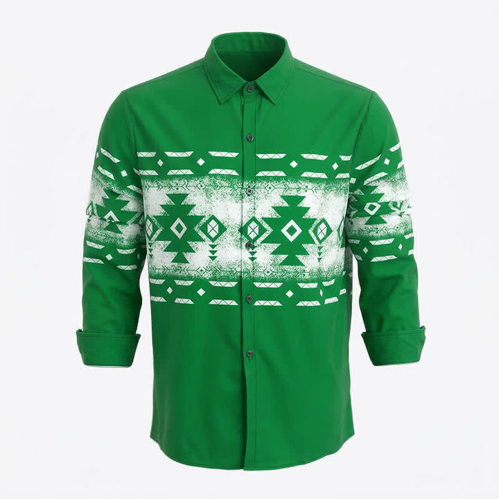 Herren-Westernhemd mit geometrischem Aztekenmuster im Südweststil - Grün - 3XL - image 5