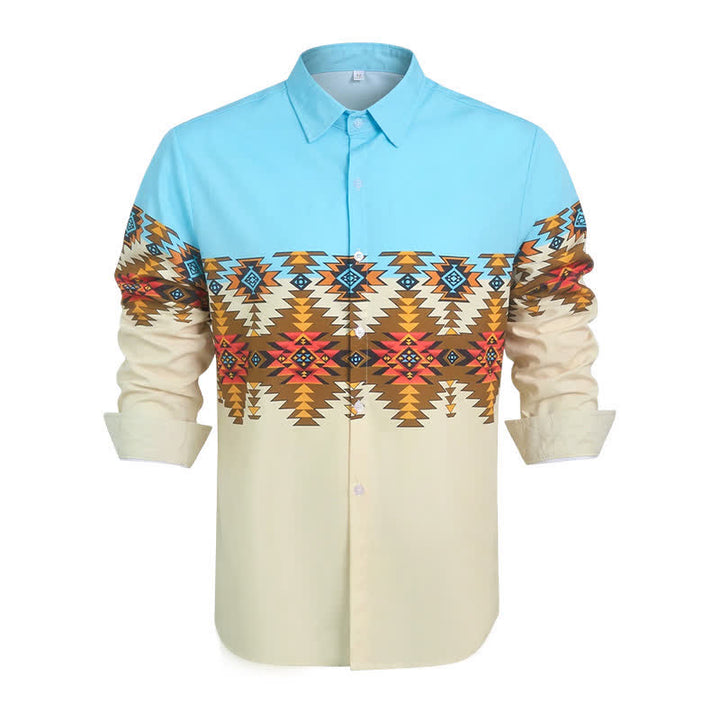 Herren-Westernhemd mit Farbblock-Design und Aztekenmuster im Südwest-Stil - image 4