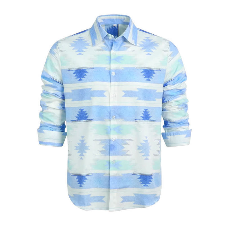 Herren-Westernhemd mit hellblauem aztekischem geometrischem Muster - image 4