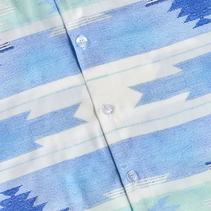 Herren-Westernhemd mit hellblauem aztekischem geometrischem Muster - image 7