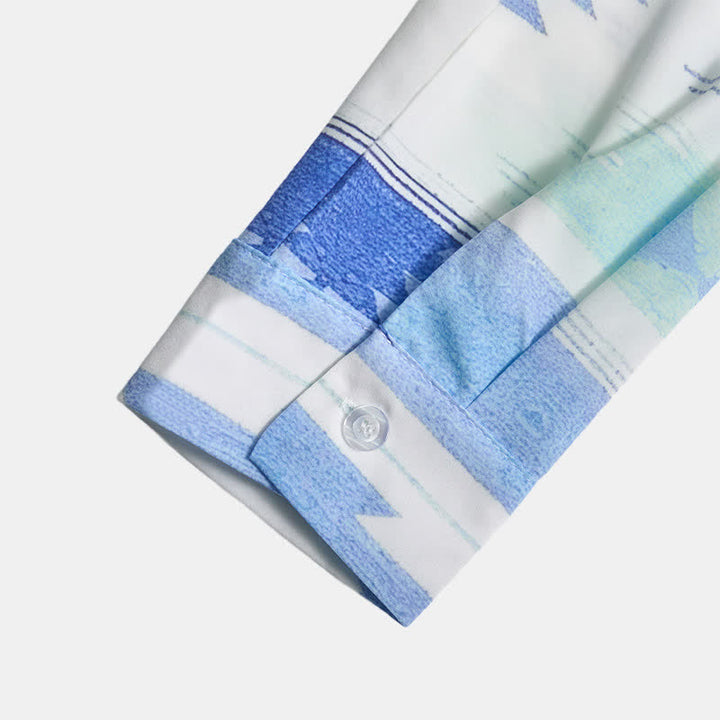 Herren-Westernhemd mit hellblauem aztekischem geometrischem Muster - image 8