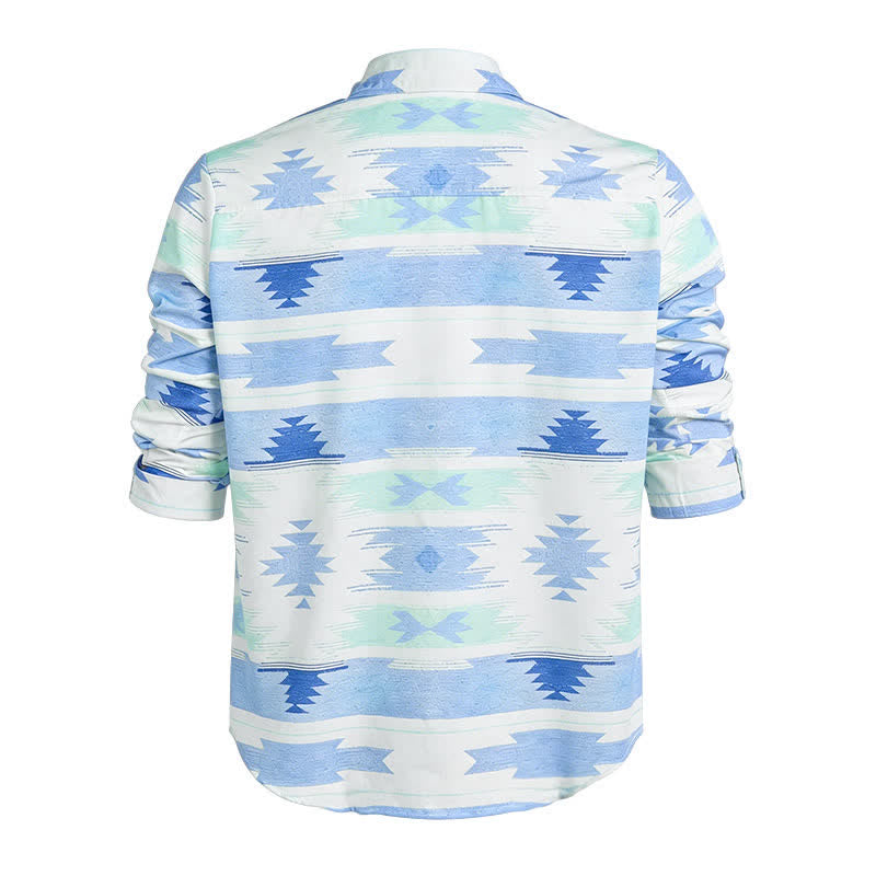 Herren-Westernhemd mit hellblauem aztekischem geometrischem Muster - image 5