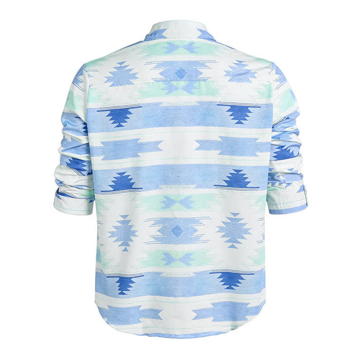 Herren-Westernhemd mit hellblauem aztekischem geometrischem Muster - image 5