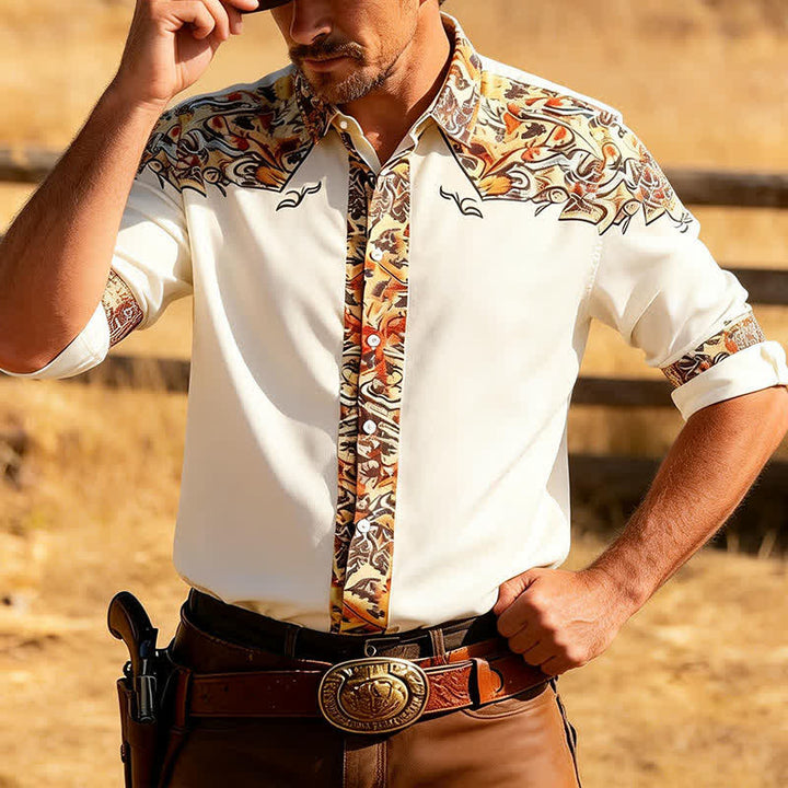 Herren-Retro-Westernhemd mit Paisley-Muster und 3D-Druck - Weiß - 5XL - image 0