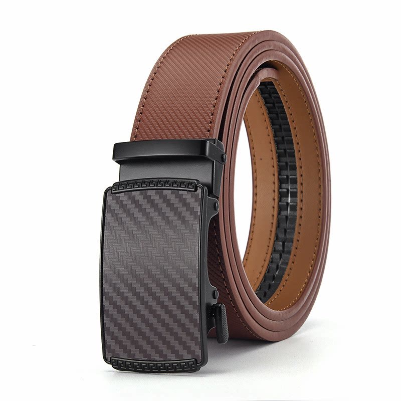 Herren-Business-Casual-Gürtel aus echtem Leder mit Automatikschnalle - Braun - 46 - image 0