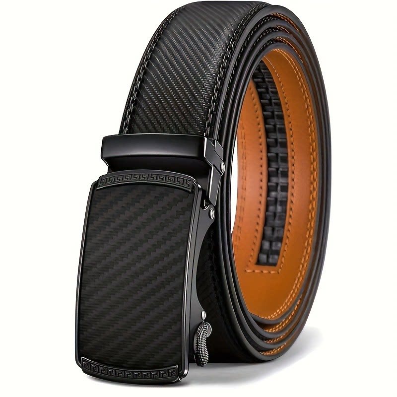 Herren-Business-Casual-Gürtel aus echtem Leder mit Automatikschnalle - Schwarz - 46 - image 1