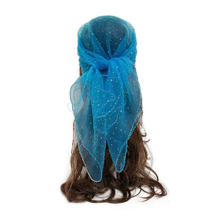 Leichter, glitzernder Sommerschal für Damen mit Strass- und Perlenbesatz - Himmelblau - image 13