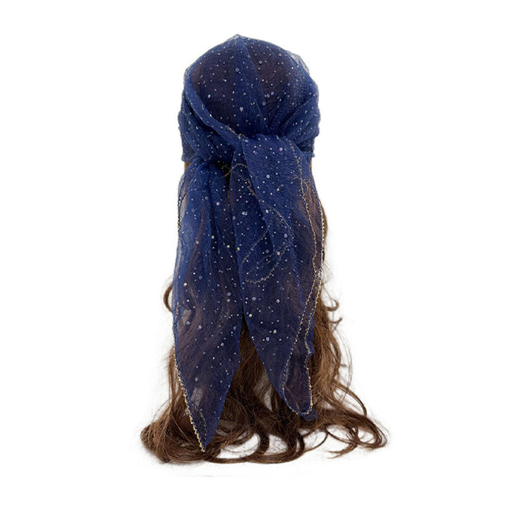 Leichter, glitzernder Sommerschal für Damen mit Strass- und Perlenbesatz - Marineblau - image 9