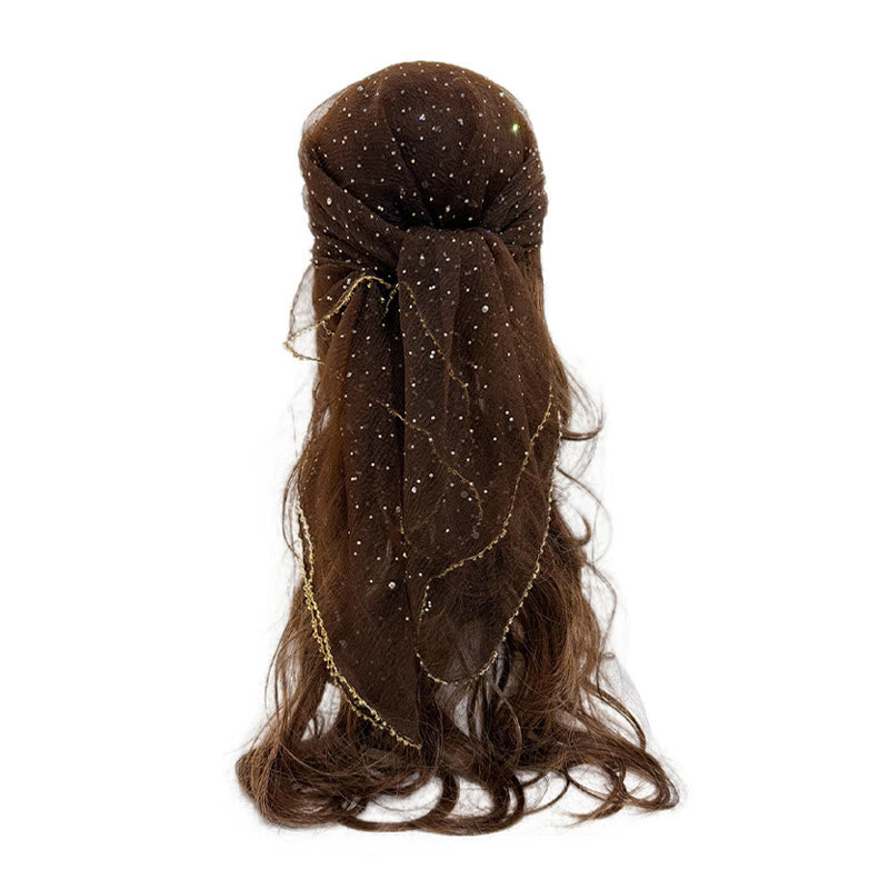 Leichter, glitzernder Sommerschal für Damen mit Strass- und Perlenbesatz - Kaffee - image 18