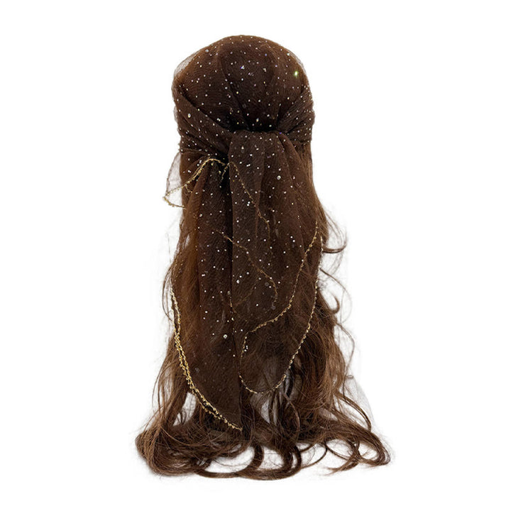 Leichter, glitzernder Sommerschal für Damen mit Strass- und Perlenbesatz - Kaffee - image 18