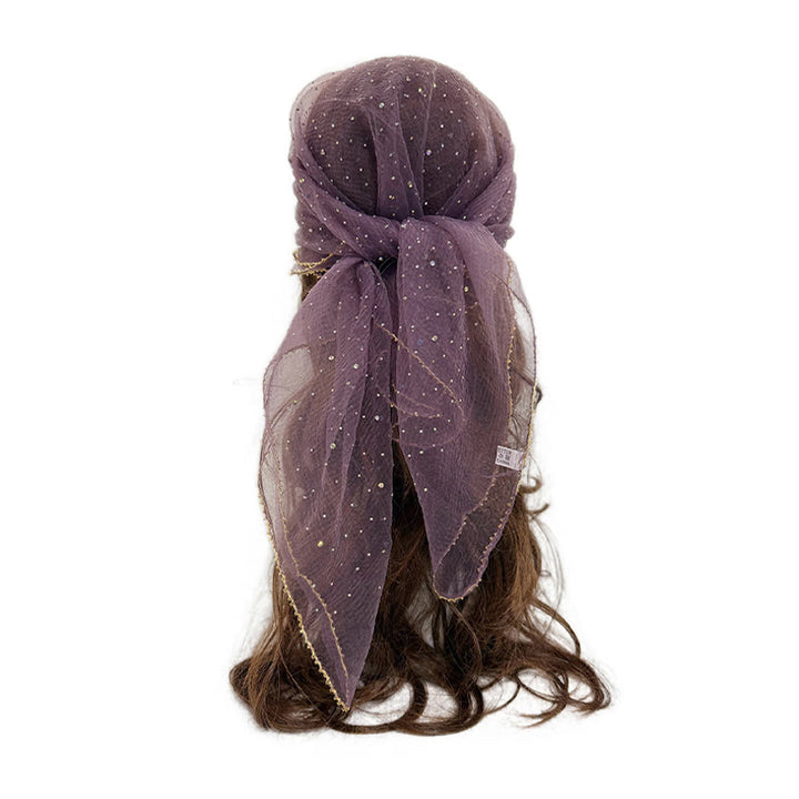 Leichter, glitzernder Sommerschal für Damen mit Strass- und Perlenbesatz - Hellviolett - image 10