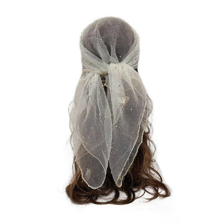 Leichter, glitzernder Sommerschal für Damen mit Strass- und Perlenbesatz - Beige - image 6