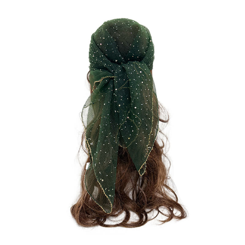 Leichter, glitzernder Sommerschal für Damen mit Strass- und Perlenbesatz - Dunkelgrün - image 8