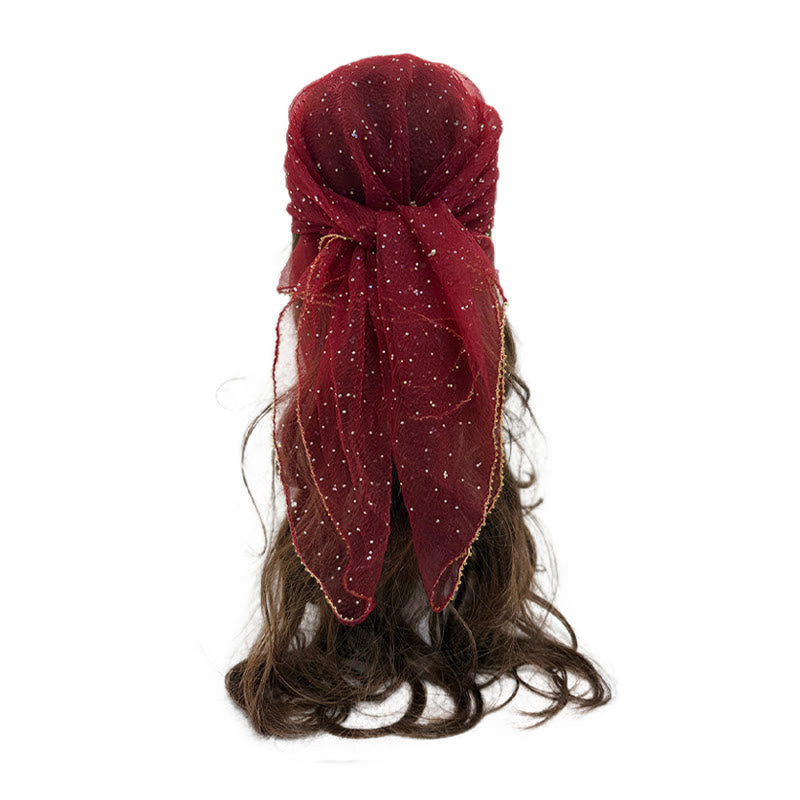 Leichter, glitzernder Sommerschal für Damen mit Strass- und Perlenbesatz - Kastanienbraun - image 11