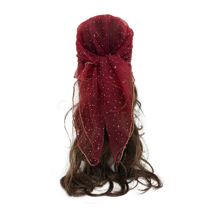 Leichter, glitzernder Sommerschal für Damen mit Strass- und Perlenbesatz - Kastanienbraun - image 11