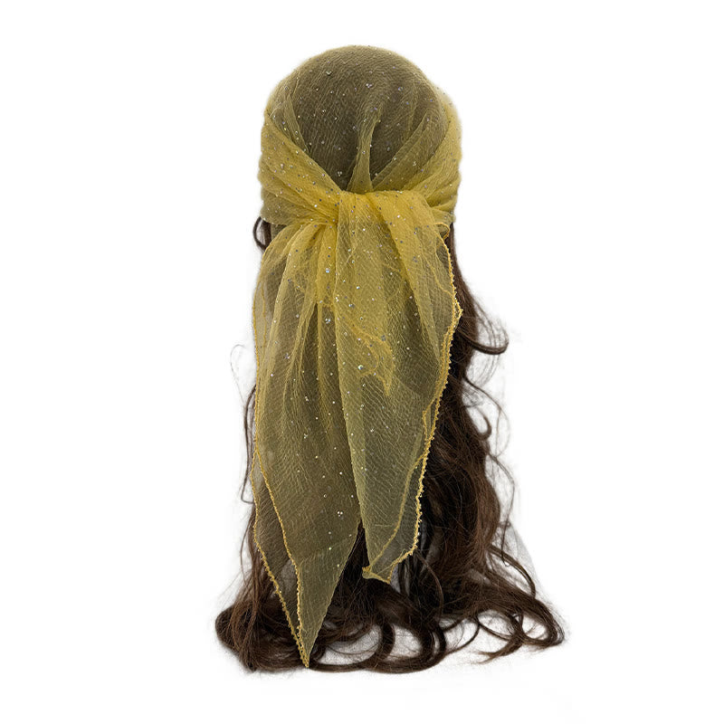 Leichter, glitzernder Sommerschal für Damen mit Strass- und Perlenbesatz - Gelb - image 17