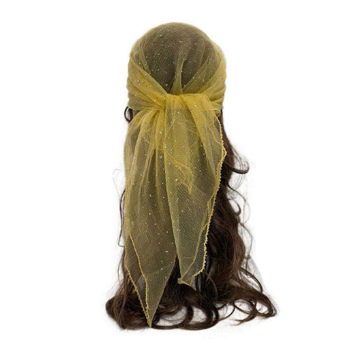 Leichter, glitzernder Sommerschal für Damen mit Strass- und Perlenbesatz - Gelb - image 17