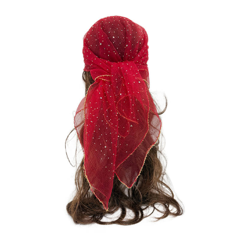 Leichter, glitzernder Sommerschal für Damen mit Strass- und Perlenbesatz - Rot - image 16