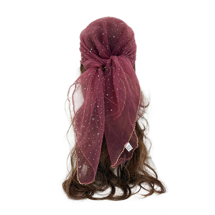 Leichter, glitzernder Sommerschal für Damen mit Strass- und Perlenbesatz - Rotbraun - image 7