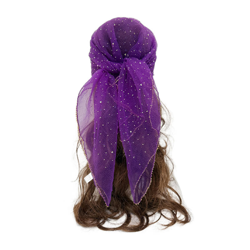 Leichter, glitzernder Sommerschal für Damen mit Strass- und Perlenbesatz - Lila - image 1