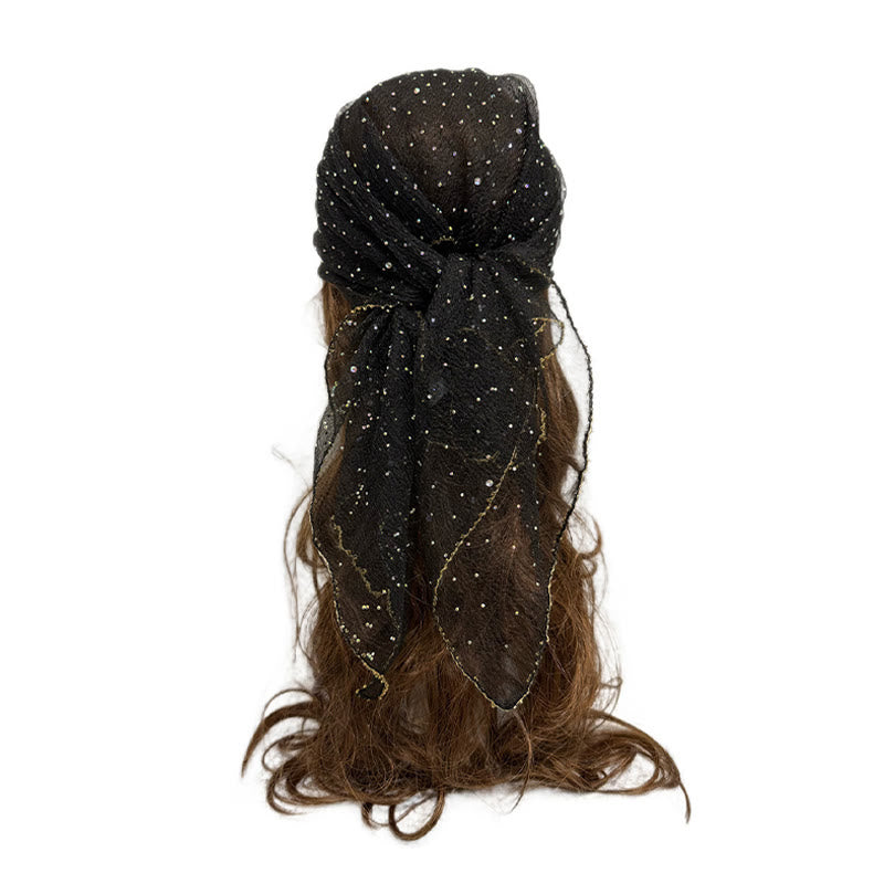 Leichter, glitzernder Sommerschal für Damen mit Strass- und Perlenbesatz - Schwarz - image 19