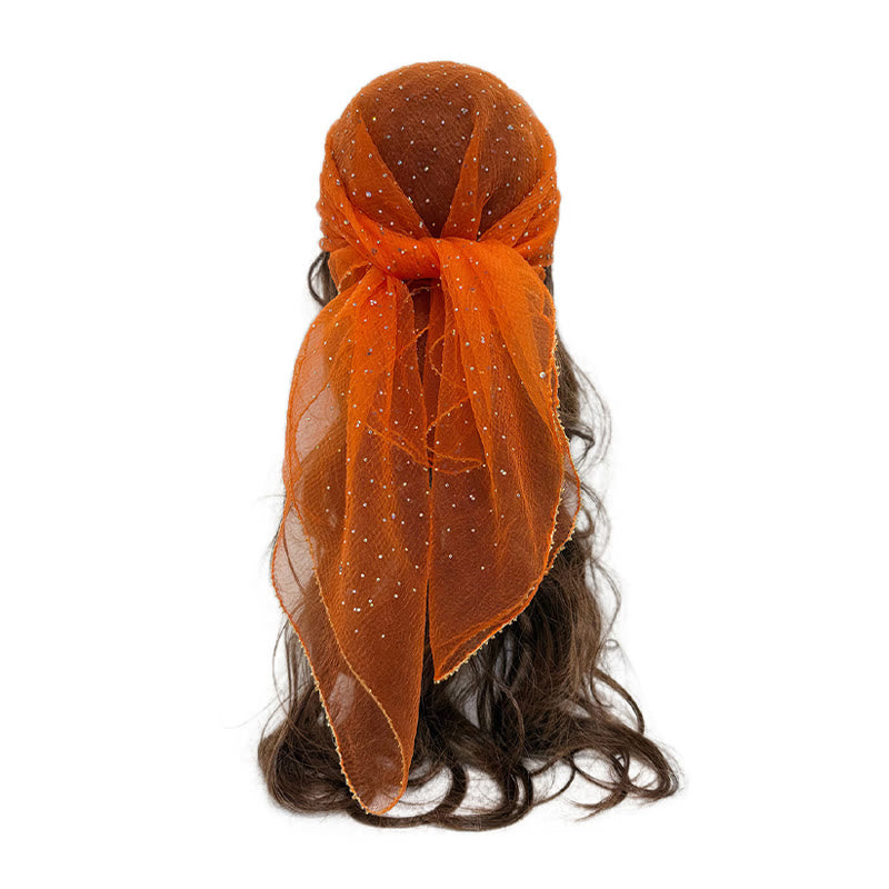 Leichter, glitzernder Sommerschal für Damen mit Strass- und Perlenbesatz - Orange & Rot - image 3