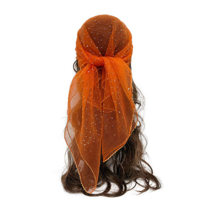 Leichter, glitzernder Sommerschal für Damen mit Strass- und Perlenbesatz - Orange & Rot - image 3