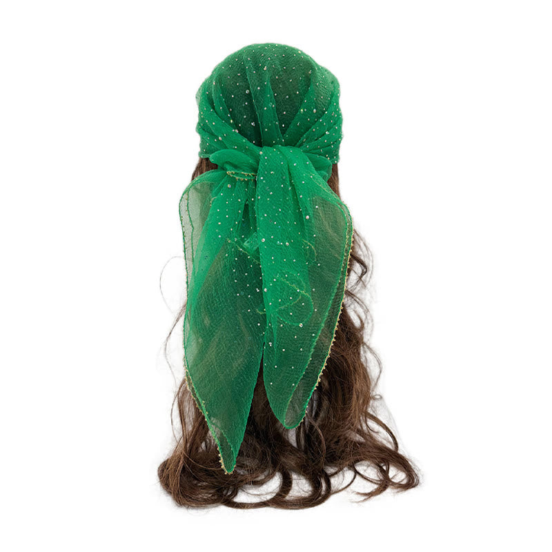 Leichter, glitzernder Sommerschal für Damen mit Strass- und Perlenbesatz - Grün - image 4