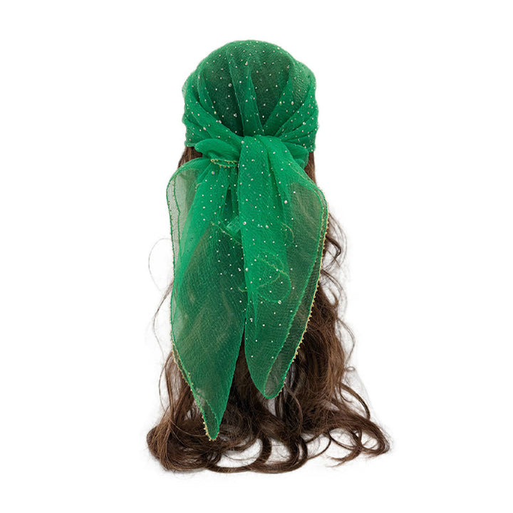 Leichter, glitzernder Sommerschal für Damen mit Strass- und Perlenbesatz - Grün - image 4